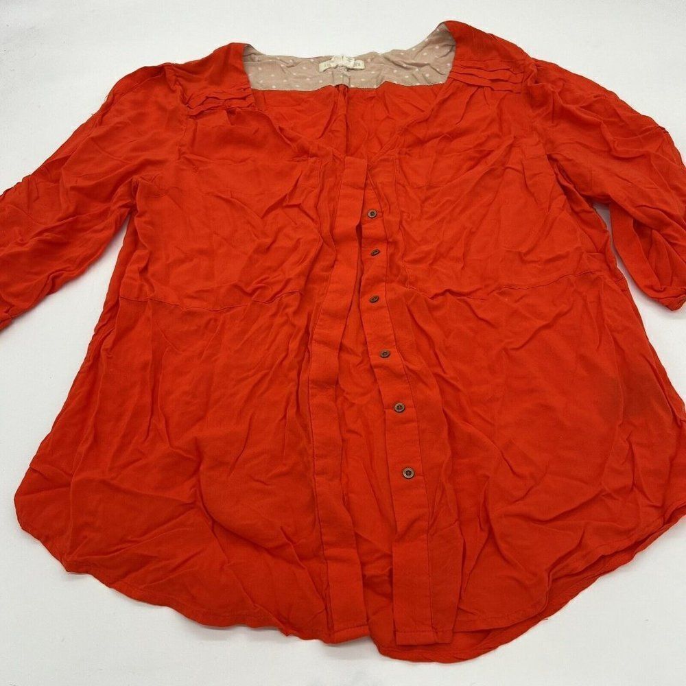 Edme & Esyllte Anthropologie Red Orange Button-Up Blouse, Size 6